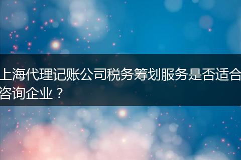 上海代理记账公司税务筹划服务是否适合咨询企业？