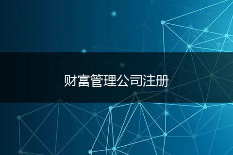 财富管理公司注册