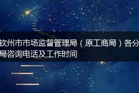 钦州市市场监督管理局（原工商局）各分局咨询电话及工作时间