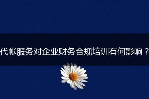 代帐服务对企业财务合规培训有何影响？