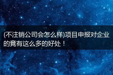(不注销公司会怎么样)项目申报对企业的竟有这么多的好处！