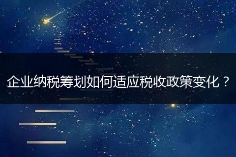 企业纳税筹划如何适应税收政策变化？