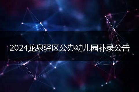 2024龙泉驿区公办幼儿园补录公告