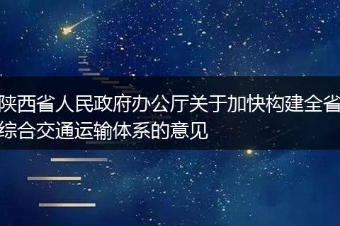 陕西省人民政府办公厅关于加快构建全省综合交通运输体系的意见