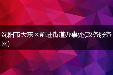 沈阳市大东区前进街道办事处(政务服务网)