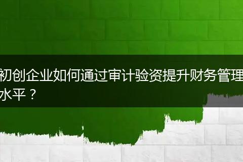 初创企业如何通过审计验资提升财务管理水平？