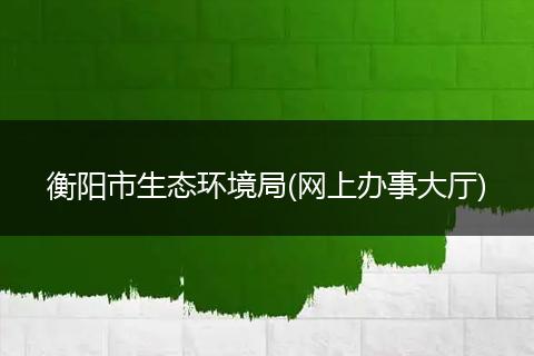 衡阳市生态环境局(网上办事大厅)