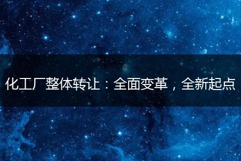 化工厂整体转让：全面变革，全新起点