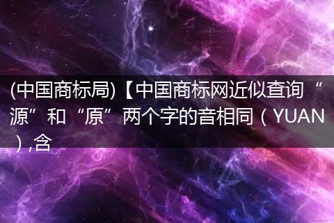 (中国商标局)【中国商标网近似查询“源”和“原”两个字的音相同（YUAN）,含