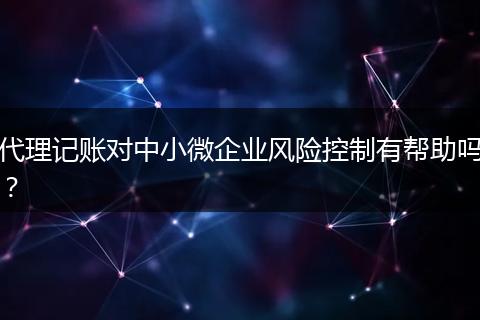 代理记账对中小微企业风险控制有帮助吗？