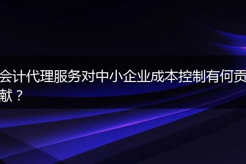 会计代理服务对中小企业成本控制有何贡献？
