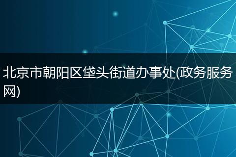 北京市朝阳区垡头街道办事处(政务服务网)