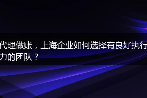 代理做账，上海企业如何选择有良好执行力的团队？
