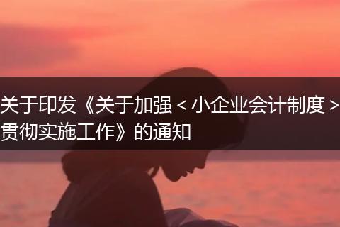 关于印发《关于加强＜小企业会计制度＞贯彻实施工作》的通知