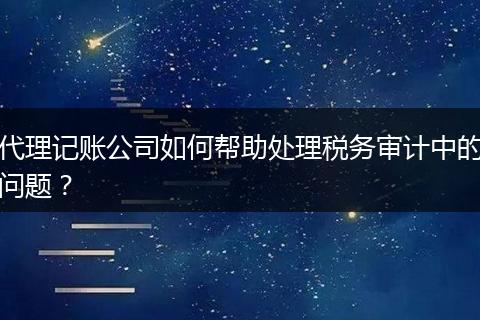 代理记账公司如何帮助处理税务审计中的问题？