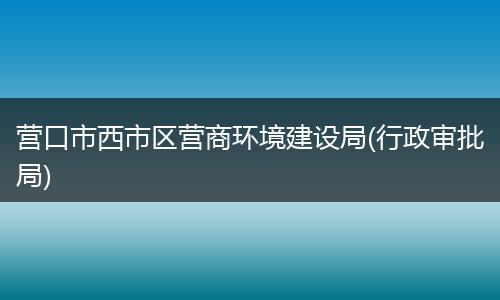 营口市西市区营商环境建设局(行政审批局)