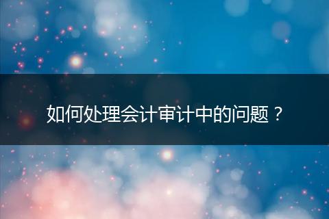 如何处理会计审计中的问题？