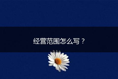 经营范围怎么写?