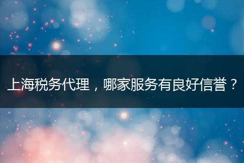 上海税务代理，哪家服务有良好信誉？