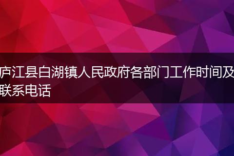 庐江县白湖镇人民政府各部门工作时间及联系电话