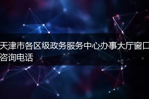 天津市各区级政务服务中心办事大厅窗口咨询电话