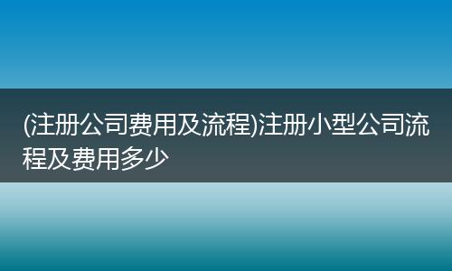 (注册公司费用及流程)注册小型公司流程及费用多少