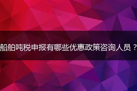 船舶吨税申报有哪些优惠政策咨询人员？