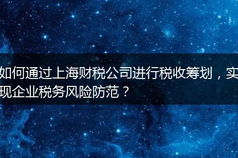 如何通过上海财税公司进行税收筹划，实现企业税务风险防范？