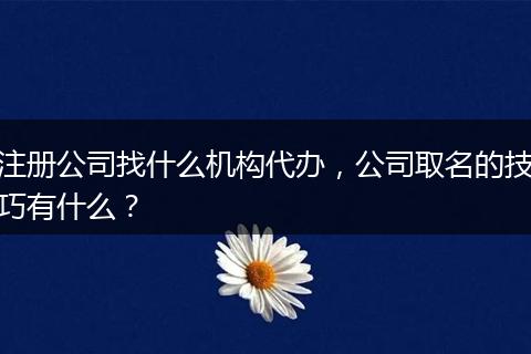注册公司找什么机构代办，公司取名的技巧有什么？