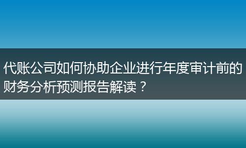 代账公司如何协助企业进行年度审计前的财务分析预测报告解读？