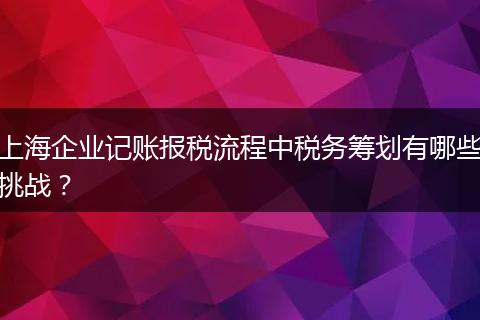 上海企业记账报税流程中税务筹划有哪些挑战？