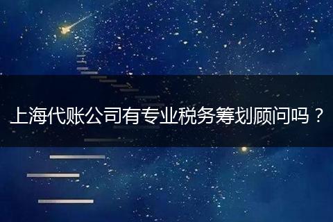 上海代账公司有专业税务筹划顾问吗？