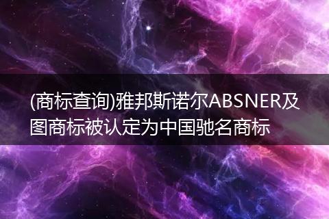 (商标查询)雅邦斯诺尔ABSNER及图商标被认定为中国驰名商标