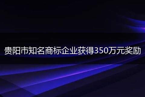贵阳市知名商标企业获得350万元奖励