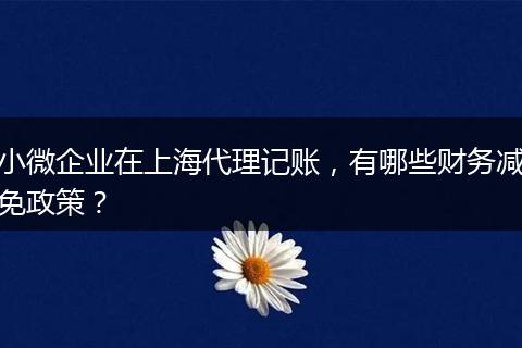 小微企业在上海代理记账，有哪些财务减免政策？