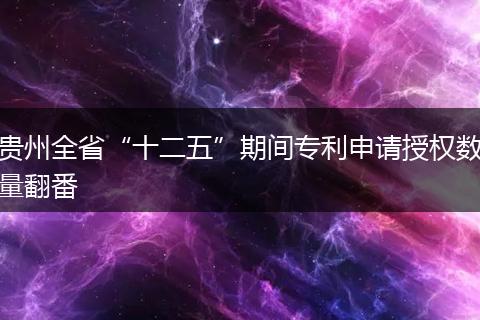 贵州全省“十二五”期间专利申请授权数量翻番