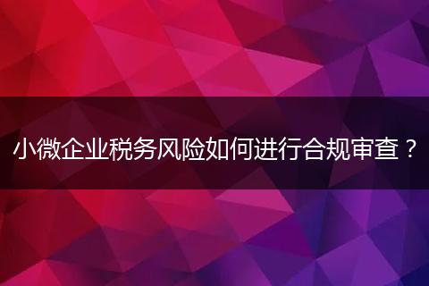 小微企业税务风险如何进行合规审查？