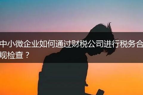 中小微企业如何通过财税公司进行税务合规检查？