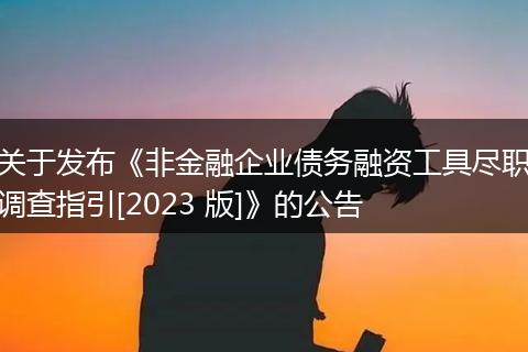 关于发布《非金融企业债务融资工具尽职调查指引[2023 版]》的公告