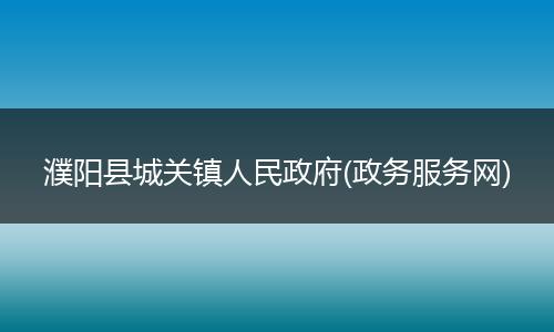 濮阳县城关镇人民政府(政务服务网)