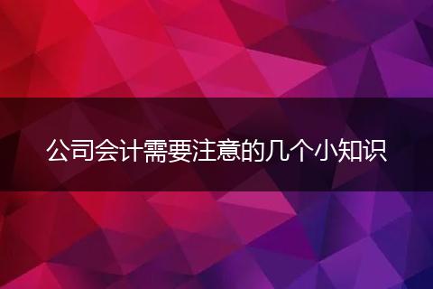 公司会计需要注意的几个小知识