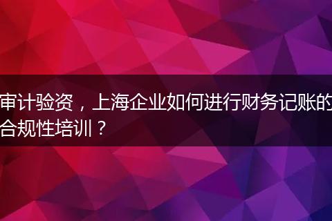 审计验资，上海企业如何进行财务记账的合规性培训？