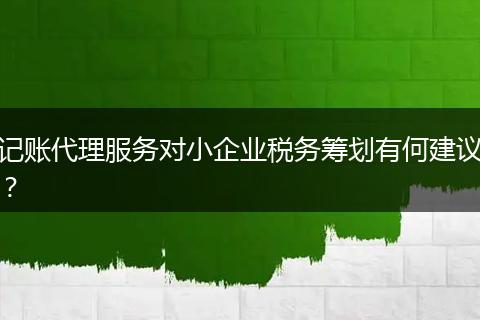 记账代理服务对小企业税务筹划有何建议？
