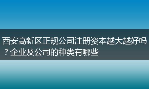 西安高新区正规公司注册资本越大越好吗？企业及公司的种类有哪些
