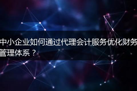 中小企业如何通过代理会计服务优化财务管理体系？