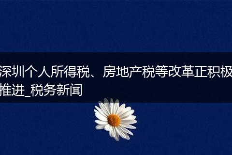 深圳个人所得税、房地产税等改革正积极推进_税务新闻
