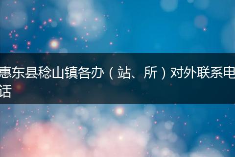 惠东县稔山镇各办(站、所)对外联系电话