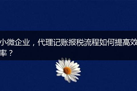 小微企业，代理记账报税流程如何提高效率？