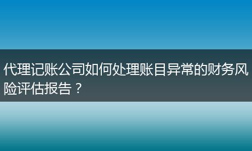 代理记账公司如何处理账目异常的财务风险评估报告？