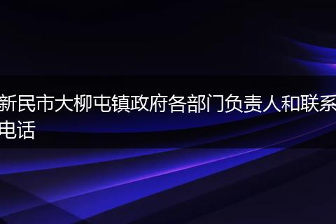 新民市大柳屯镇政府各部门负责人和联系电话